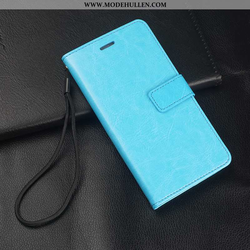Hülle Oppo A5 Schutz Lederhülle Handy Case Anti-sturz Temperieren Einfassung Blau