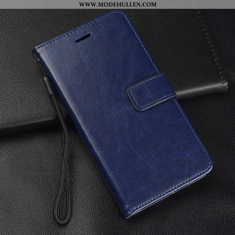 Hülle Oppo A5 Schutz Lederhülle Handy Case Anti-sturz Temperieren Einfassung Blau