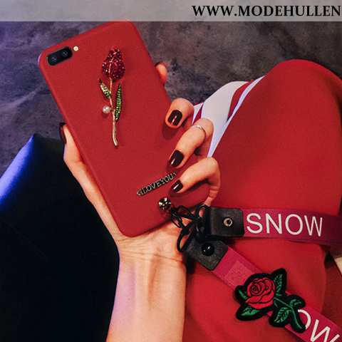 Hülle Oppo A5 Weiche Silikon Hängender Hals Trend Blumen Hängende Verzierungen Rose Rote