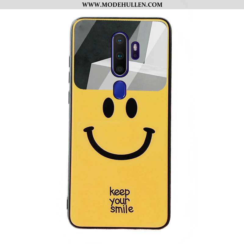 Hülle Oppo A9 2020 Glas Karikatur Schutz Handy Smiley Student Gelbe