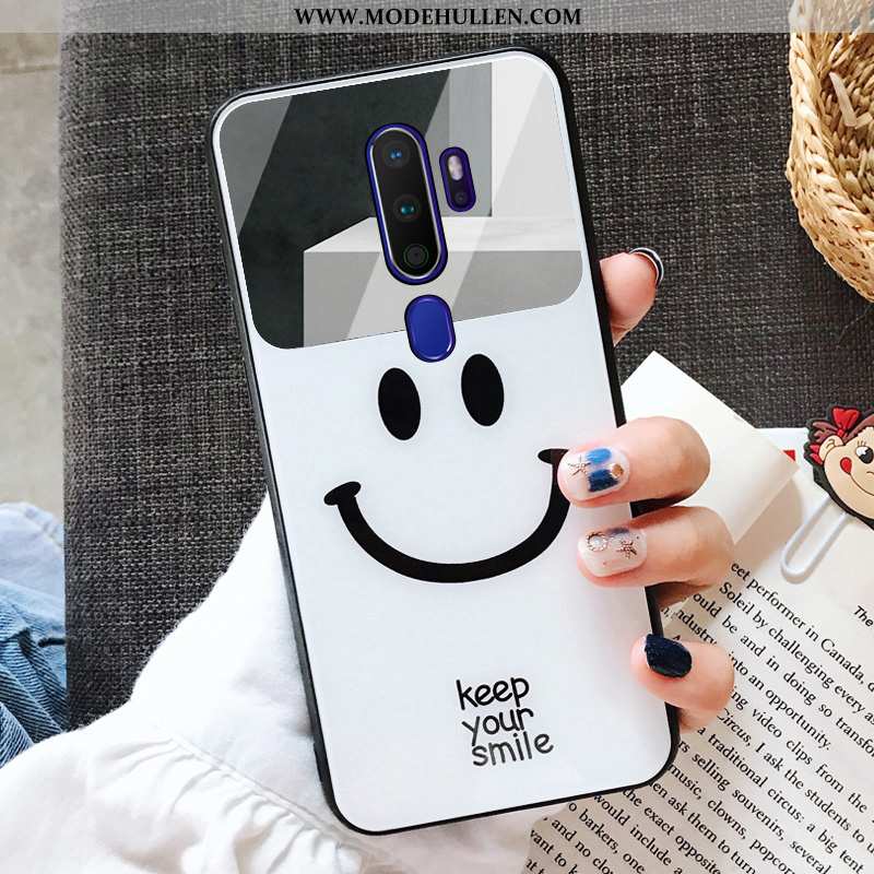 Hülle Oppo A9 2020 Glas Karikatur Schutz Handy Smiley Student Gelbe