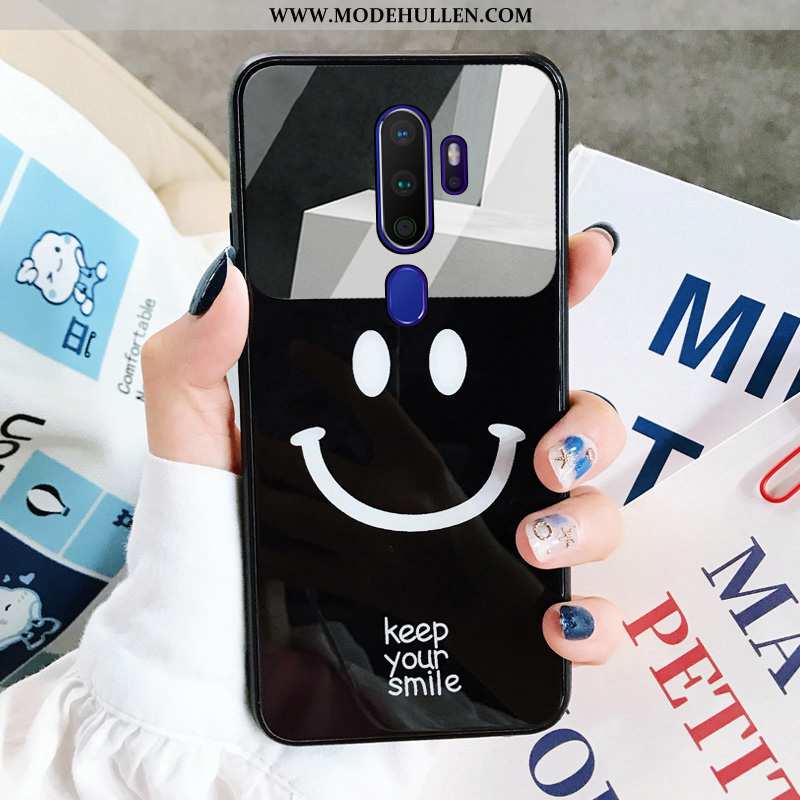 Hülle Oppo A9 2020 Glas Karikatur Schutz Handy Smiley Student Gelbe