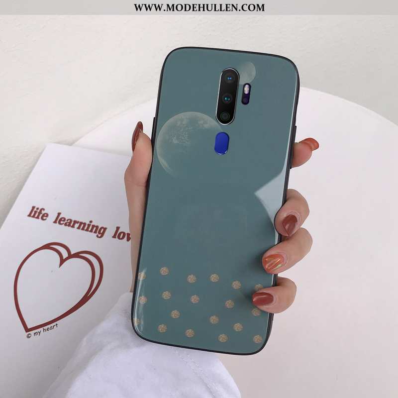 Hülle Oppo A9 2020 Glas Persönlichkeit Handy Case Grün Halterung Kosmetik