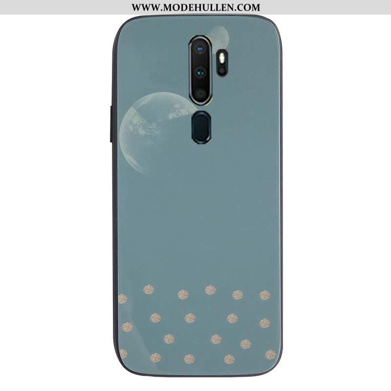 Hülle Oppo A9 2020 Glas Trend Schwer Halterung Handy Case Blau