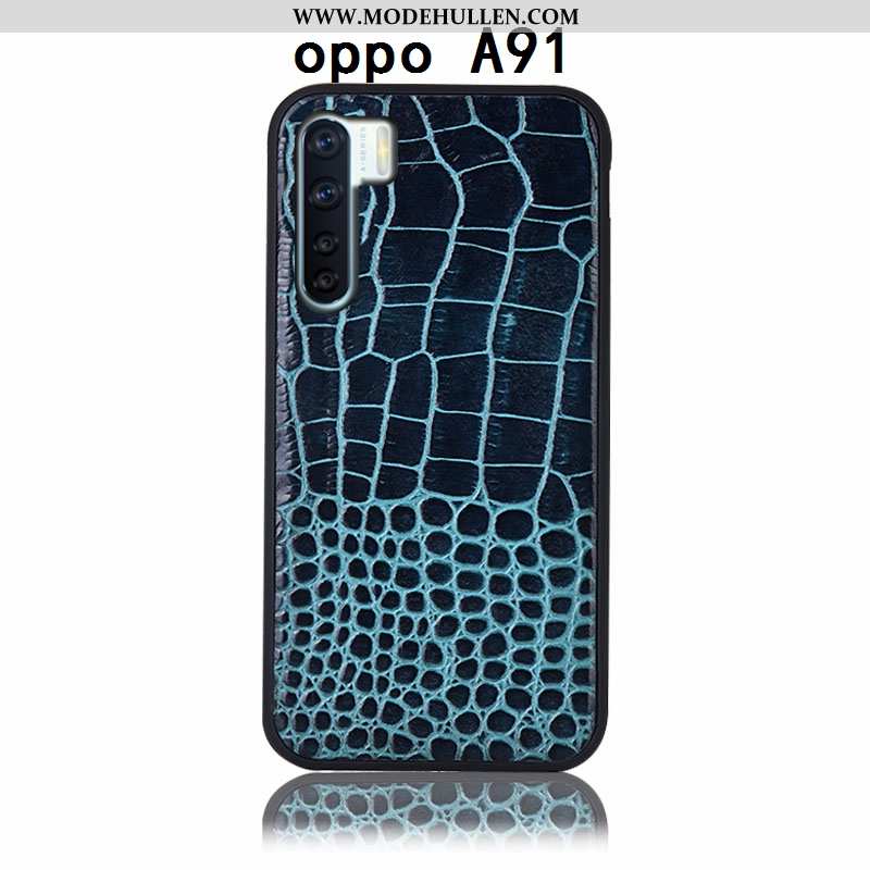 Hülle Oppo A91 Echt Leder Schutz Hintere Abdeckung Braun Alles Inklusive Anti-sturz