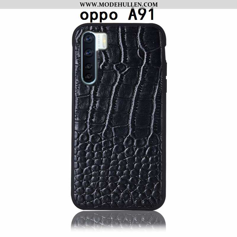 Hülle Oppo A91 Echt Leder Schutz Hintere Abdeckung Braun Alles Inklusive Anti-sturz