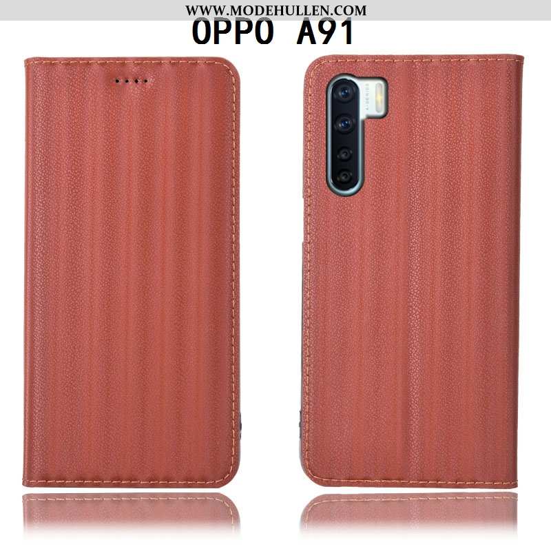 Hülle Oppo A91 Lederhülle Muster Lila Folio Alles Inklusive Anti-sturz