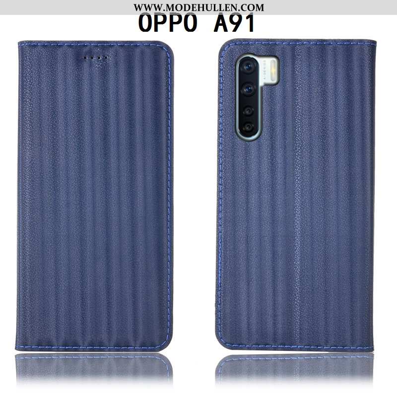 Hülle Oppo A91 Lederhülle Muster Lila Folio Alles Inklusive Anti-sturz