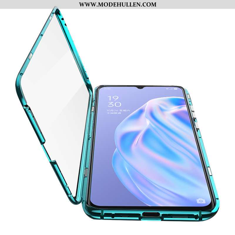 Hülle Oppo A91 Metall Schutz Glas Grün Alles Inklusive Transparent