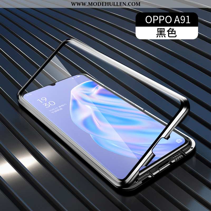 Hülle Oppo A91 Metall Schutz Glas Grün Alles Inklusive Transparent