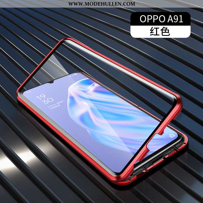 Hülle Oppo A91 Metall Schutz Glas Grün Alles Inklusive Transparent