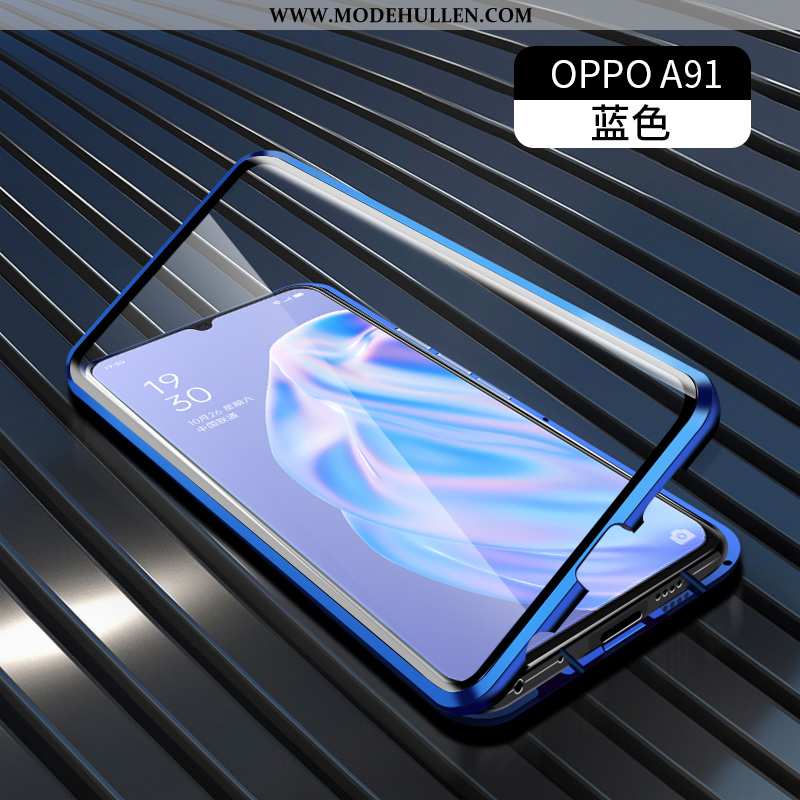 Hülle Oppo A91 Metall Schutz Glas Grün Alles Inklusive Transparent