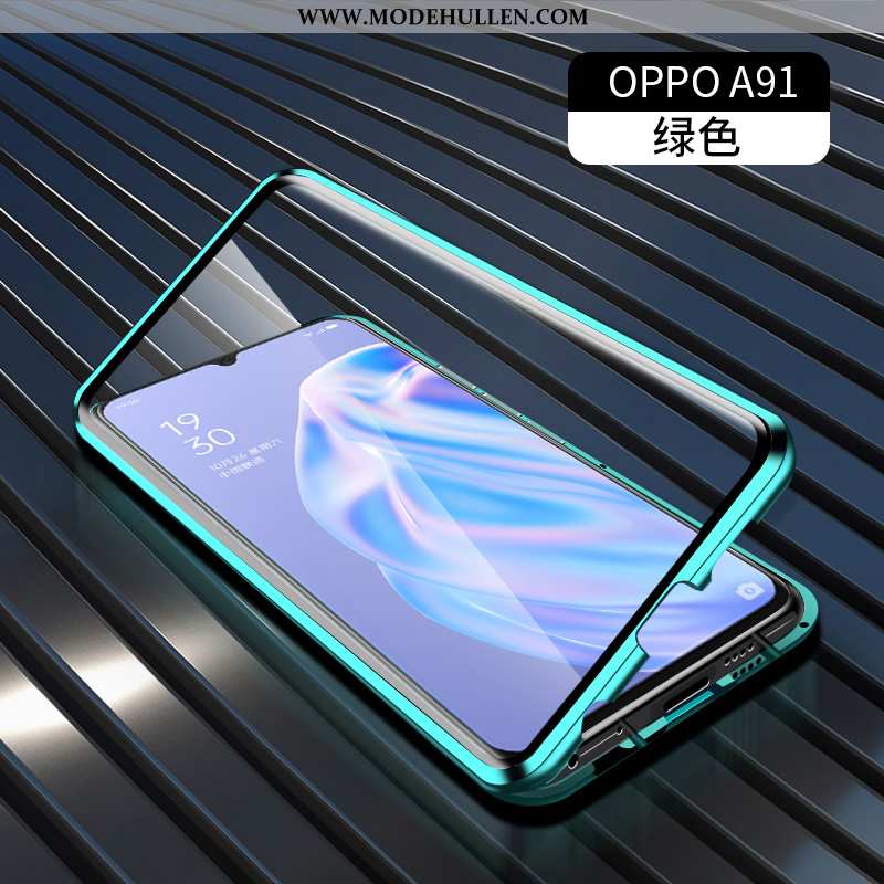 Hülle Oppo A91 Metall Schutz Glas Grün Alles Inklusive Transparent