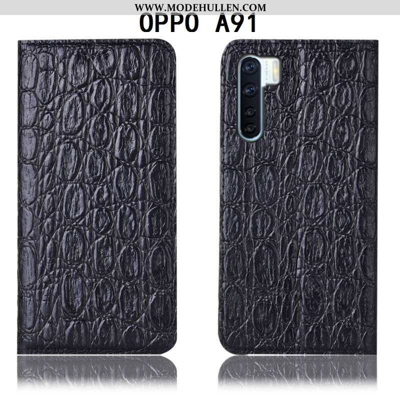 Hülle Oppo A91 Muster Schutz Handy Folio Anti-sturz Lederhülle Braun