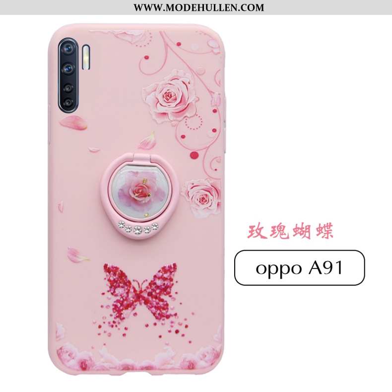 Hülle Oppo A91 Nubuck Persönlichkeit Netto Rot Weiche Trend Handy Silikon Rosa