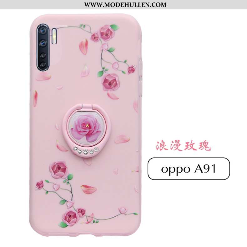 Hülle Oppo A91 Nubuck Persönlichkeit Netto Rot Weiche Trend Handy Silikon Rosa