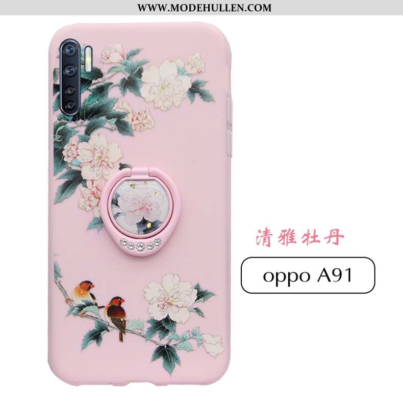 Hülle Oppo A91 Nubuck Persönlichkeit Netto Rot Weiche Trend Handy Silikon Rosa