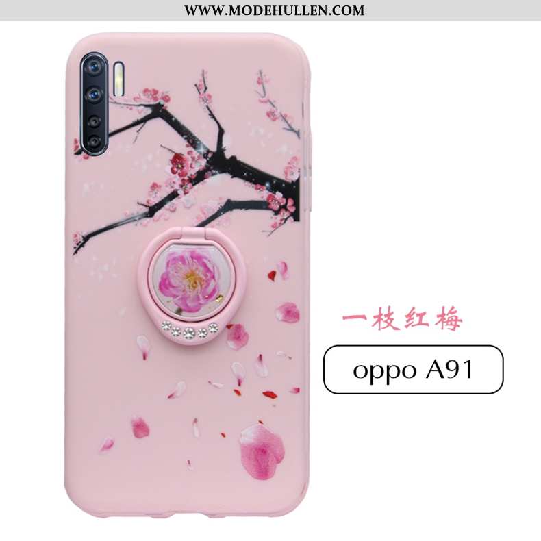 Hülle Oppo A91 Nubuck Persönlichkeit Netto Rot Weiche Trend Handy Silikon Rosa