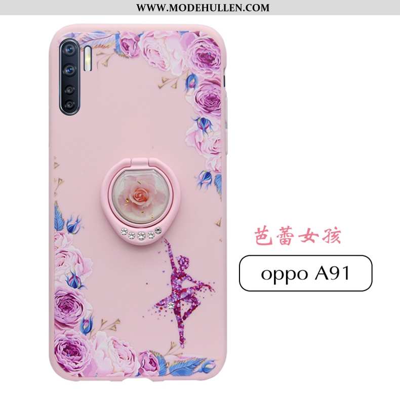 Hülle Oppo A91 Nubuck Persönlichkeit Netto Rot Weiche Trend Handy Silikon Rosa