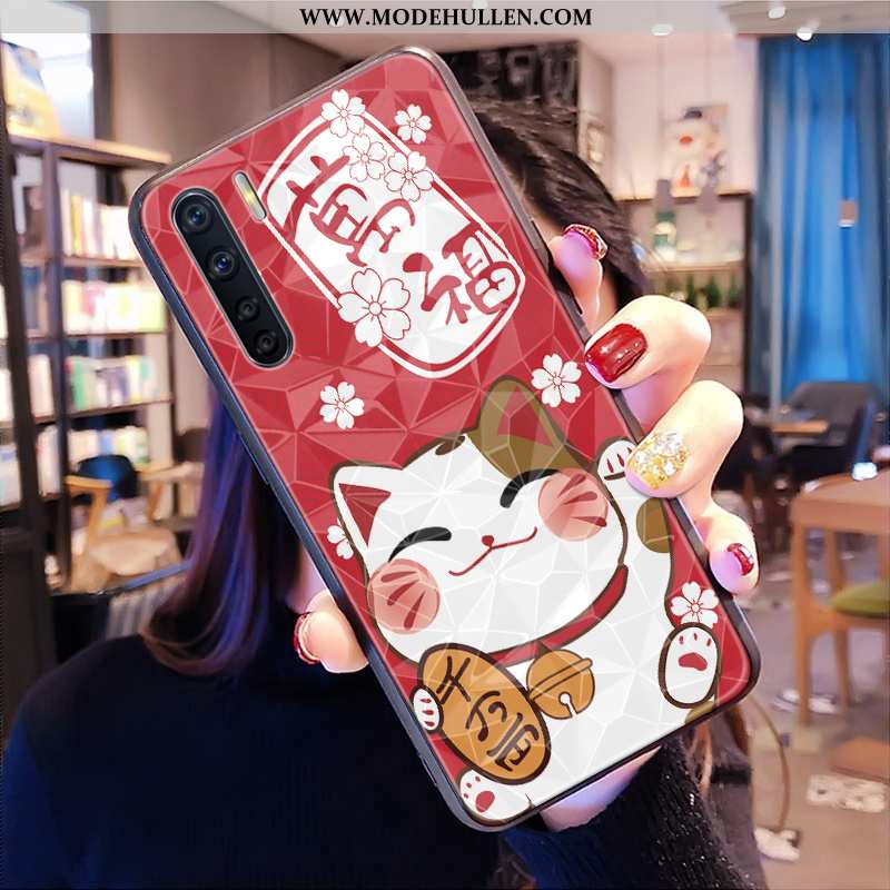 Hülle Oppo A91 Persönlichkeit Karikatur Liebhaber Diamantform Case Katzen Neu Rote