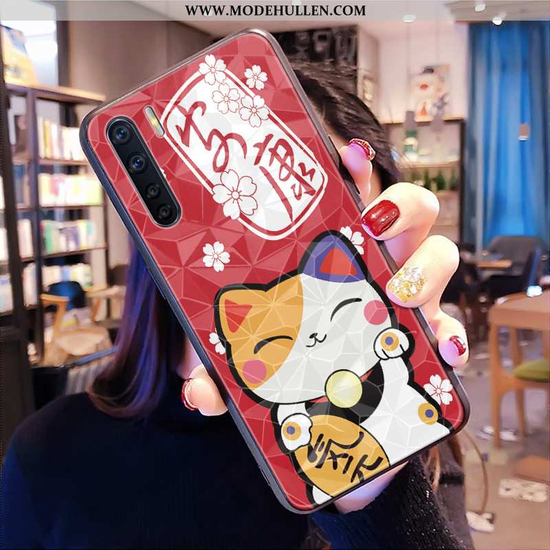 Hülle Oppo A91 Persönlichkeit Karikatur Liebhaber Diamantform Case Katzen Neu Rote