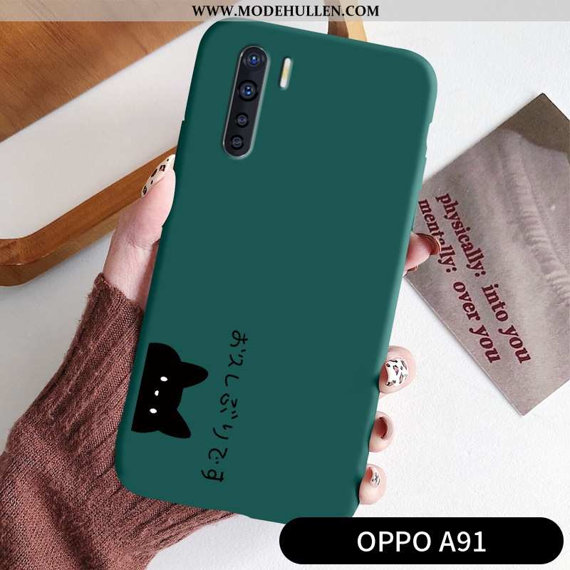 Hülle Oppo A91 Schutz Nubuck Dünne Licht Einfach Grün Case