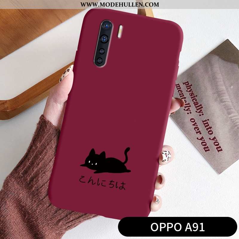 Hülle Oppo A91 Schutz Nubuck Dünne Licht Einfach Grün Case