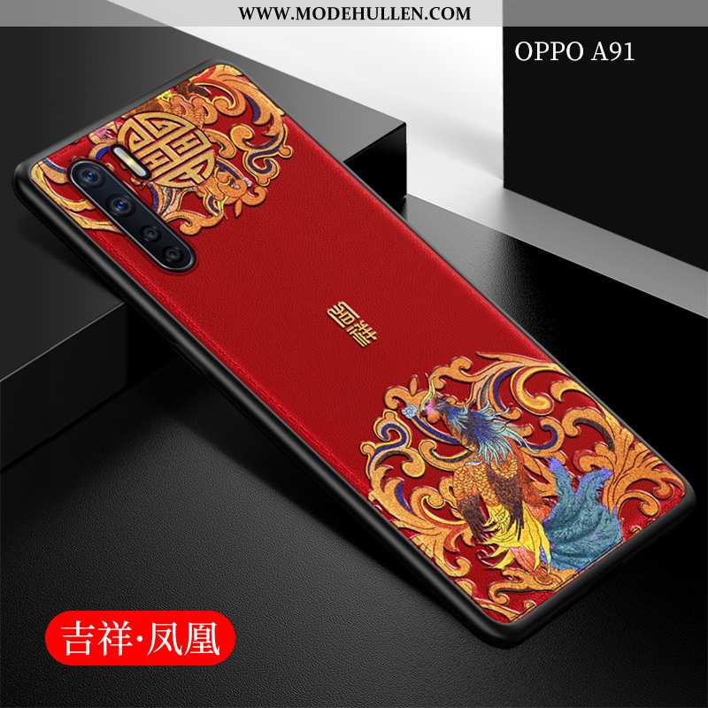 Hülle Oppo A91 Schutz Trend Schwarz Dünne Chinesische Art Super Weiche