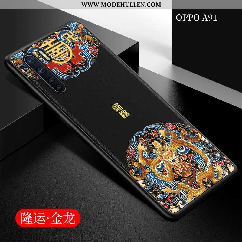 Hülle Oppo A91 Schutz Trend Schwarz Dünne Chinesische Art Super Weiche