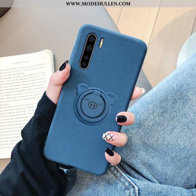 Hülle Oppo A91 Silikon Nubuck Weiche Case Blau Trend