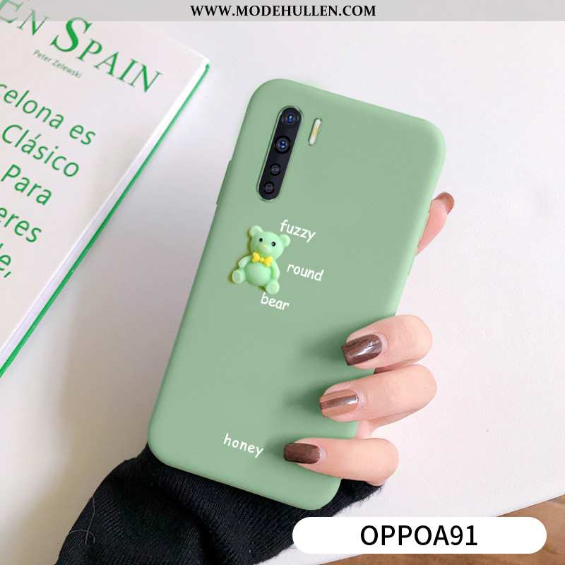 Hülle Oppo A91 Trend Super Schutz Bär Grün Nubuck