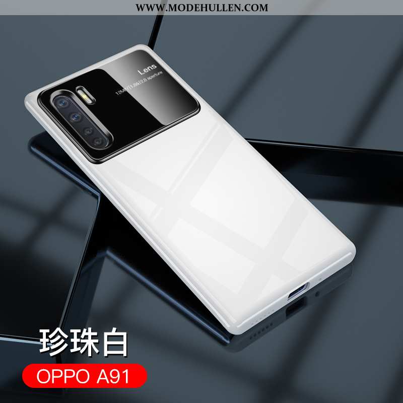 Hülle Oppo A91 Trend Super Weiß Liebhaber High-end Schwarz Glas Weiße