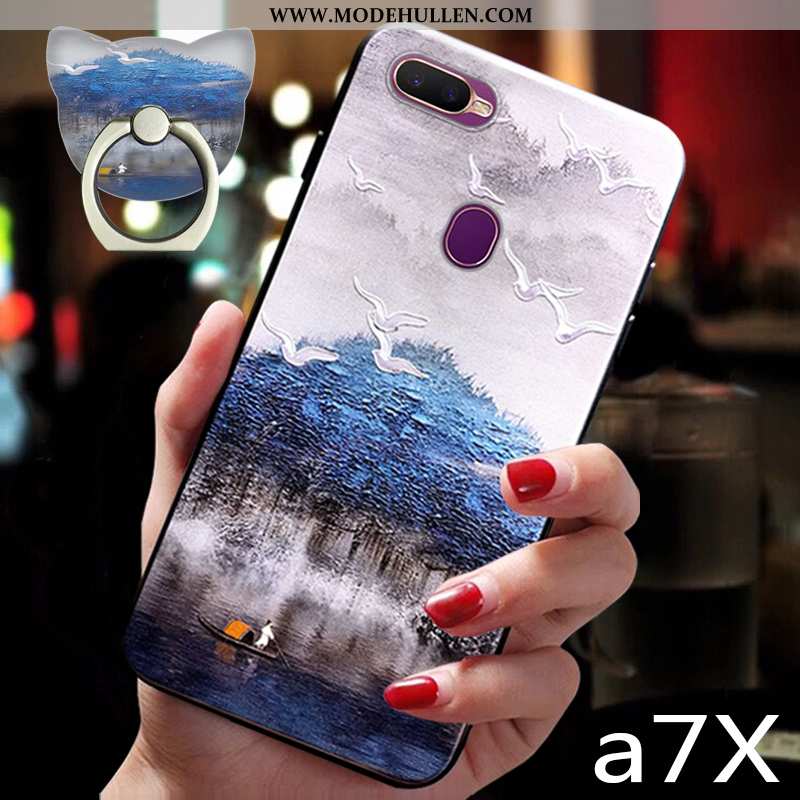 Hülle Oppo Ax7 Hängende Verzierungen Retro Weiche Anti-sturz Trend Chinesische Art Wind Blau