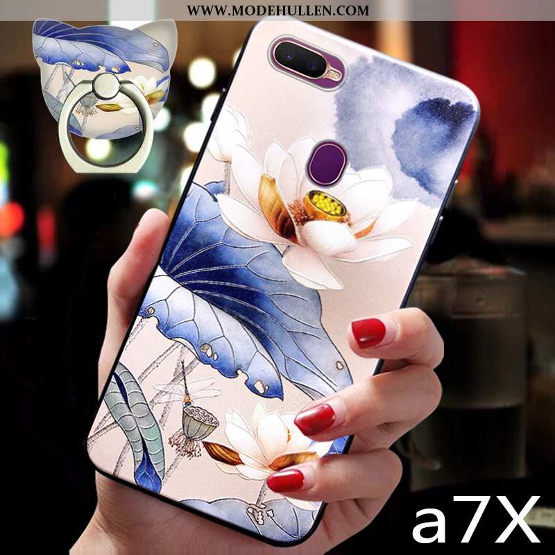 Hülle Oppo Ax7 Hängende Verzierungen Retro Weiche Anti-sturz Trend Chinesische Art Wind Blau