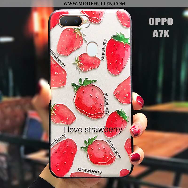 Hülle Oppo Ax7 Nubuck Persönlichkeit Dünne Case Schutz Trend Rot Rote