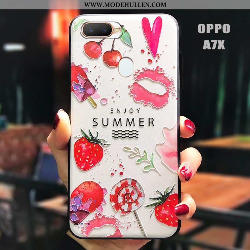 Hülle Oppo Ax7 Nubuck Persönlichkeit Dünne Case Schutz Trend Rot Rote