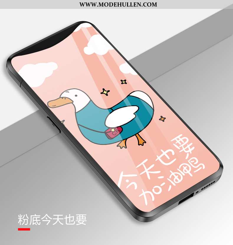 Hülle Oppo Find X Glas Karikatur Alles Inklusive Liebhaber Spiegel Einfach Mini Rosa