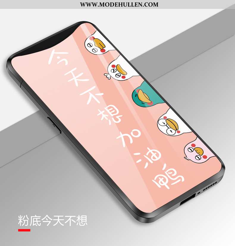 Hülle Oppo Find X Glas Karikatur Alles Inklusive Liebhaber Spiegel Einfach Mini Rosa