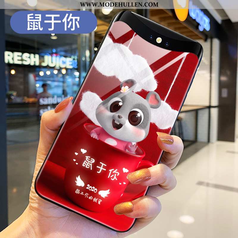 Hülle Oppo Find X Glas Trend Case Schutz Handy Rot Netto Rot Rote