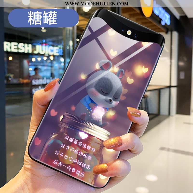 Hülle Oppo Find X Glas Trend Case Schutz Handy Rot Netto Rot Rote