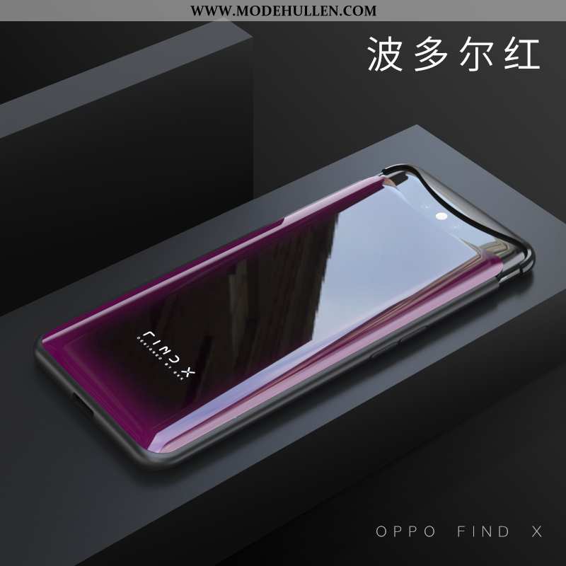 Hülle Oppo Find X Glas Weiche Schutz Handy Netto Rot Schwarz