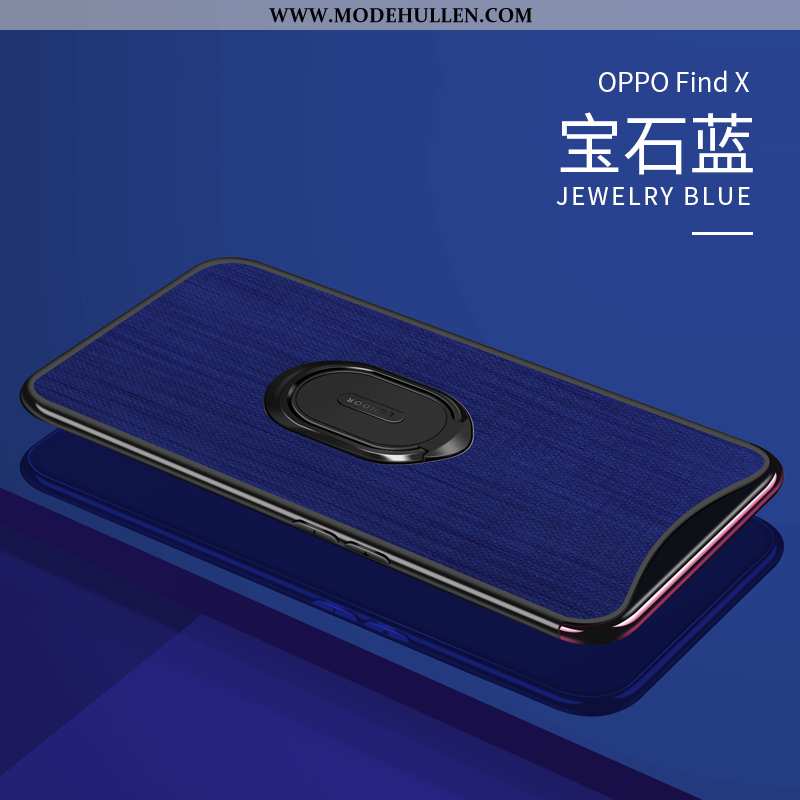 Hülle Oppo Find X Super Dünne Magnetismus Dunkelblau Rutschfest Leder