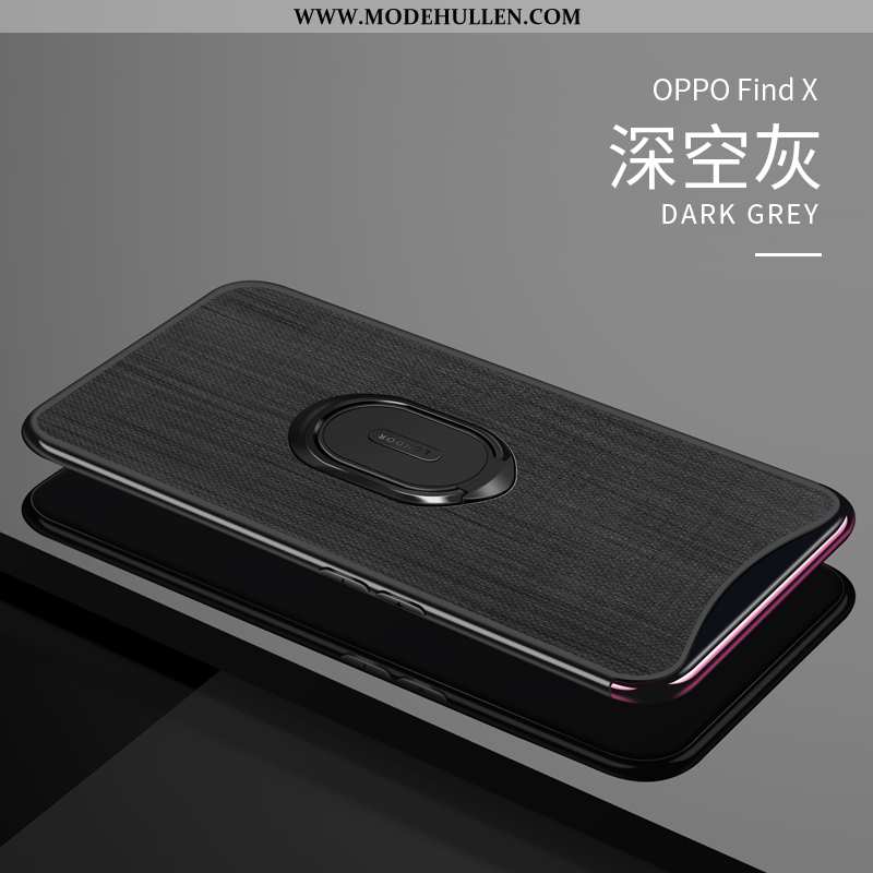 Hülle Oppo Find X Super Dünne Magnetismus Dunkelblau Rutschfest Leder