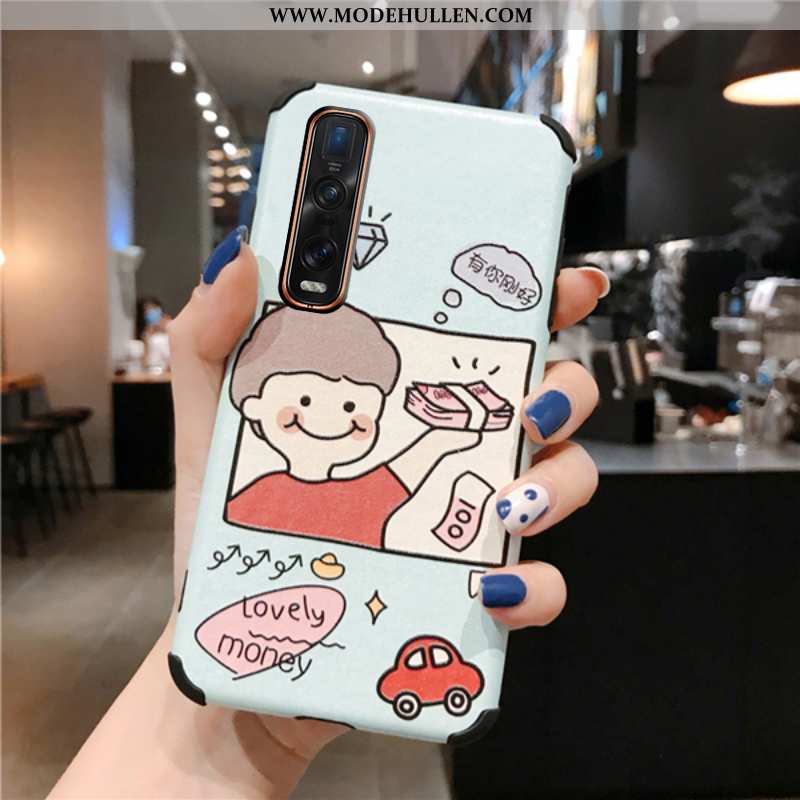 Hülle Oppo Find X2 Pro Karikatur Muster Weiß Weiche Einfassung Seide Weiße