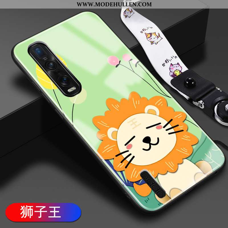 Hülle Oppo Find X2 Pro Karikatur Weiche Anti-sturz Glas Einfassung Grün