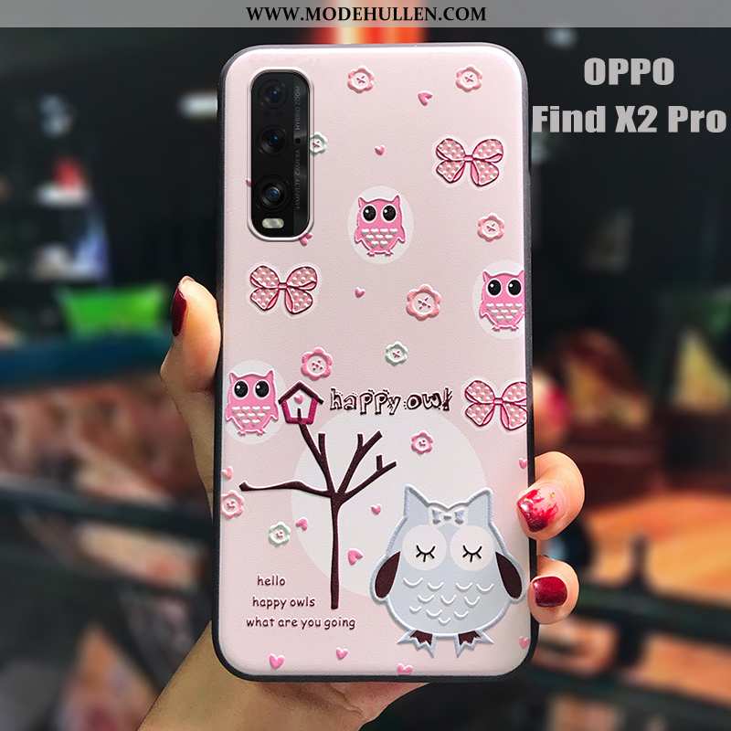 Hülle Oppo Find X2 Pro Prägung Karikatur Mini Rosa Nette Alles Inklusive Weiche