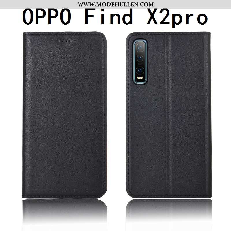 Hülle Oppo Find X2 Pro Schutz Lederhülle Clamshell Gelb Weiche Silikon Gelbe