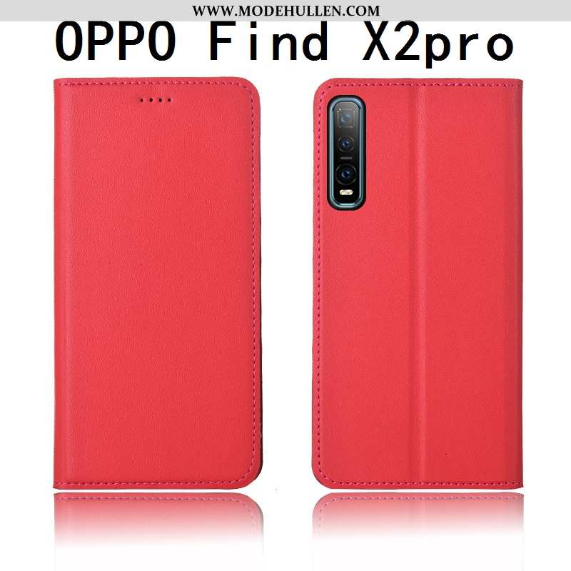 Hülle Oppo Find X2 Pro Schutz Lederhülle Clamshell Gelb Weiche Silikon Gelbe