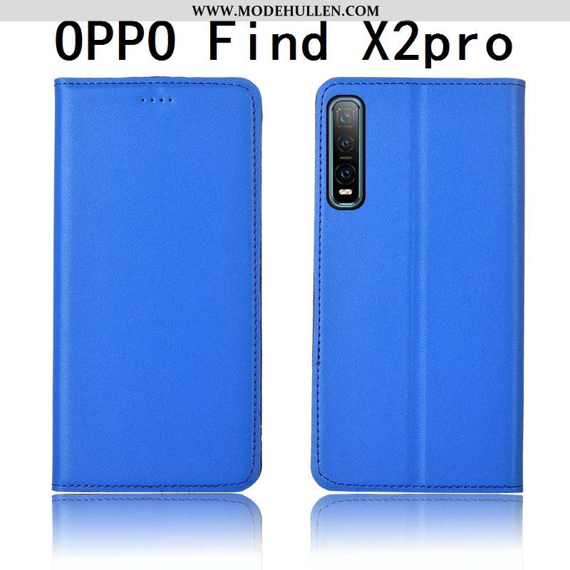 Hülle Oppo Find X2 Pro Schutz Lederhülle Clamshell Gelb Weiche Silikon Gelbe