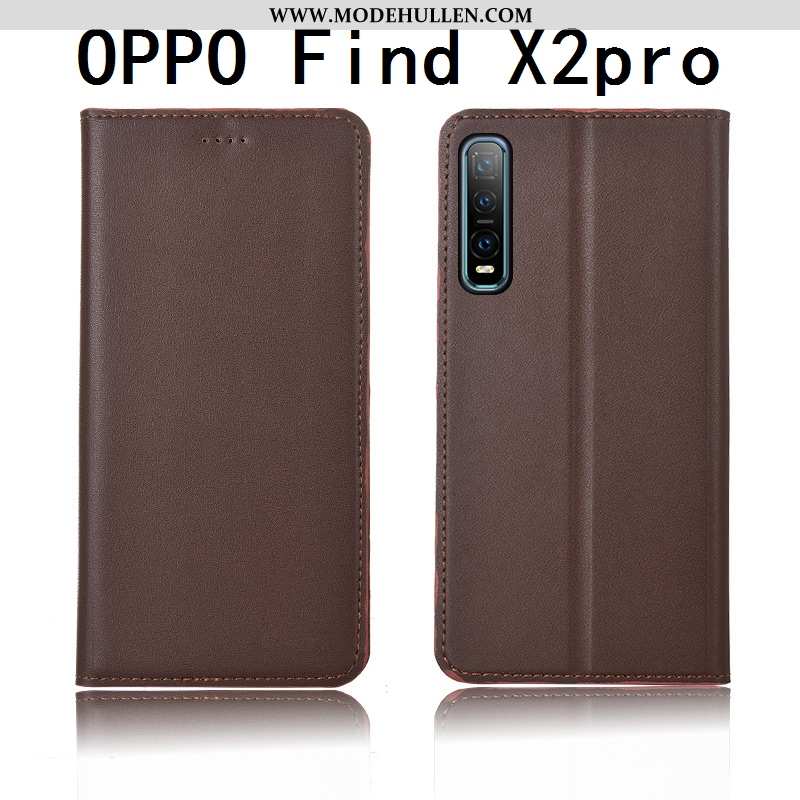 Hülle Oppo Find X2 Pro Schutz Lederhülle Clamshell Gelb Weiche Silikon Gelbe